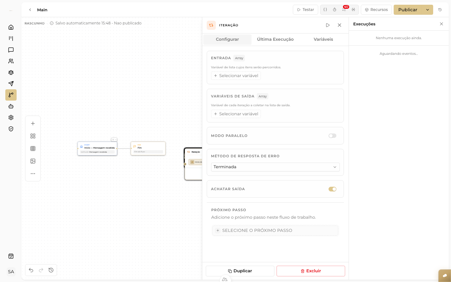 CAPTURAR: editor do template_transform com um exemplo de template Jinja2 usando variáveis do fluxo e um bloco if